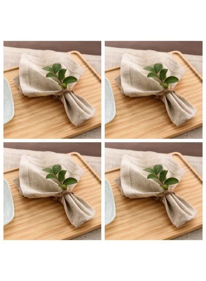 Khaki Linen Napkins Set of 4, 45 cm Elegant Square Table Decor - Image 3